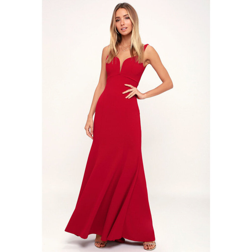 Lulus Aperitif Dark Red Sleeveless Maxi Dress - Size XL